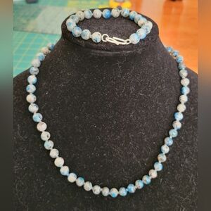 Stunning Raindrop Azurite (K2 Granite) Necklace and Bracelet Set